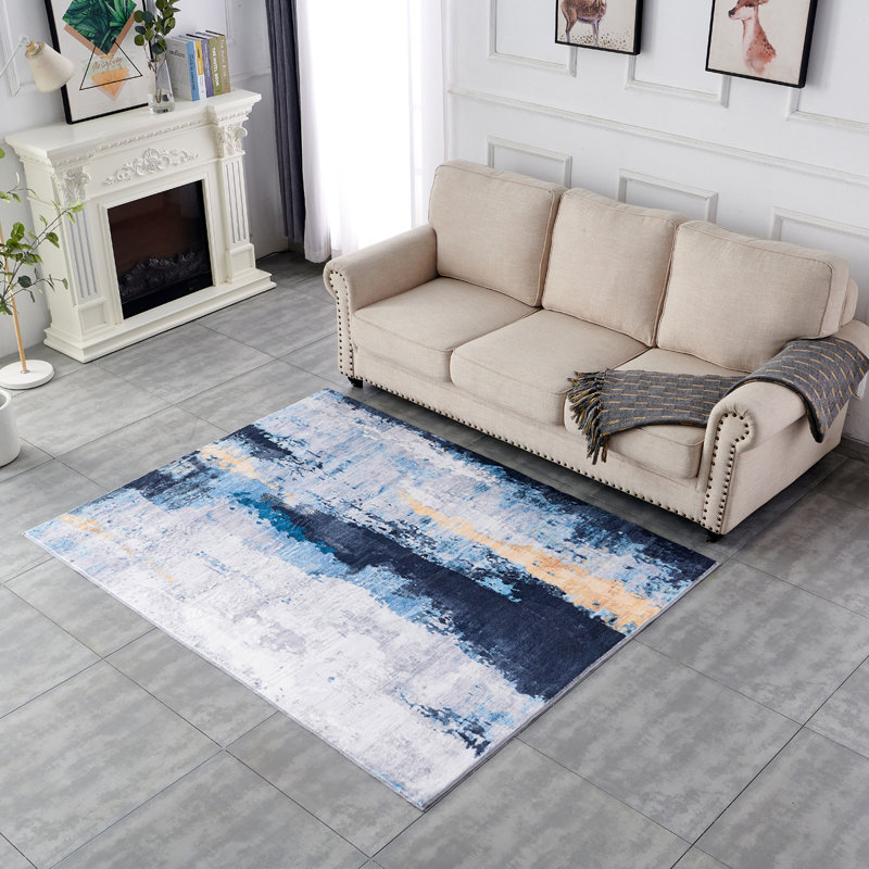 Tapis très doux lavable à la machine Collection Abstract, Rectangle 7 pi 6 po x 10 pi 6 po