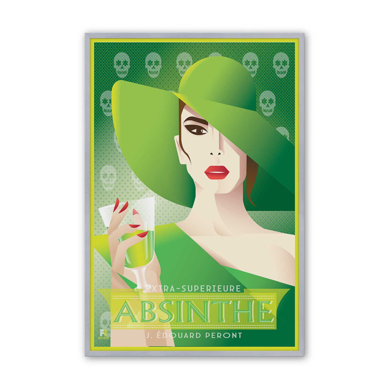 «Absinthe Reverie», reproduction d'art, Impression encadrée sans passe-partout, H 15,25 po x l 12,25 po, Chrome poli