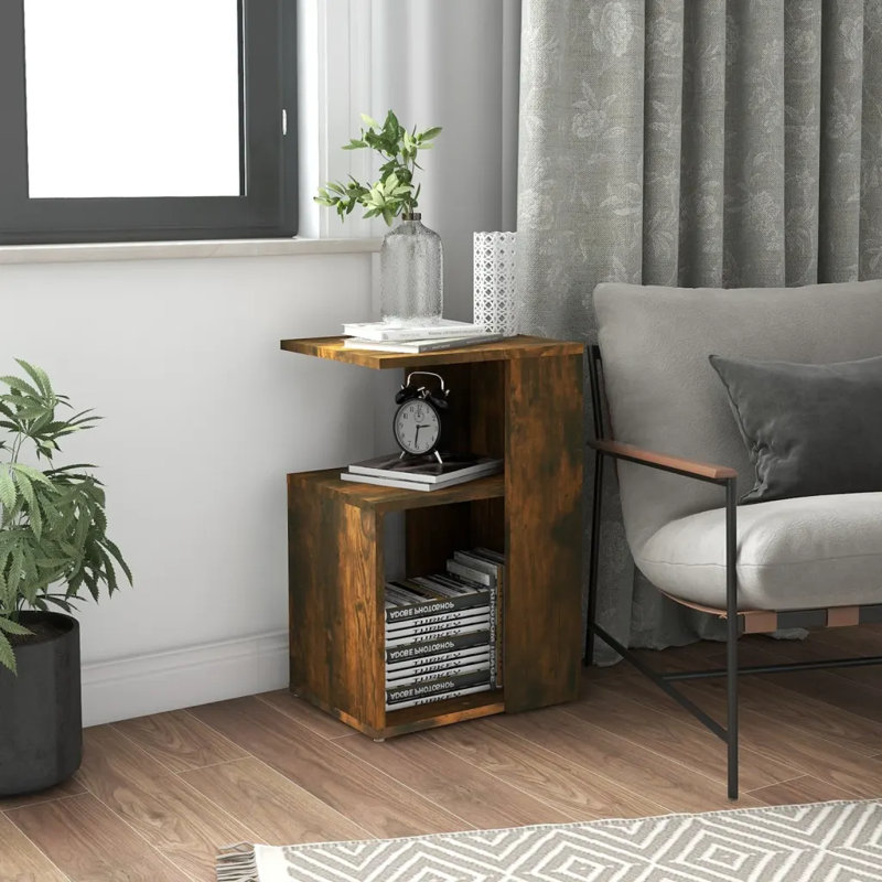 Gnni Floor Shelf End Table, Grey Sonoma, Grey Sonoma