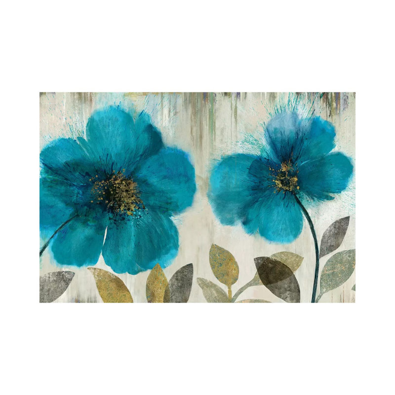 Teal Flowers by Asia Jensen - Wrapped Canvas Painting, 20.32cm H x 30.48cm W x 1.91cm D