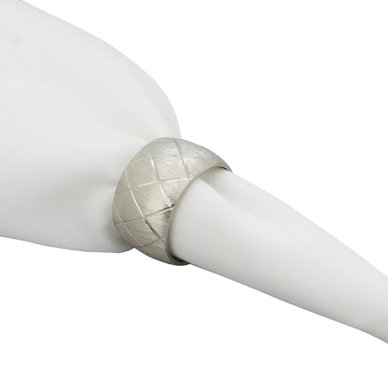 Rond de serviette en métal Harlequin, Argent