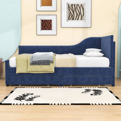 Twin Size Corduroy Daybed with Storage Drawers and Sturdy Frame by Mercer41