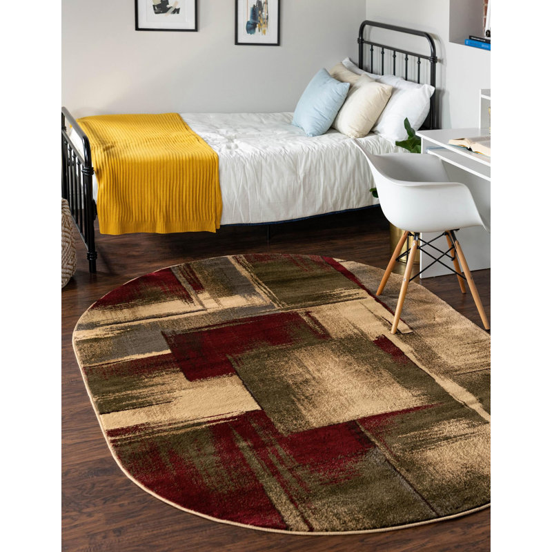 Ivetta Performance Abstract Indoor Rug, Oval 5'3" x 8'