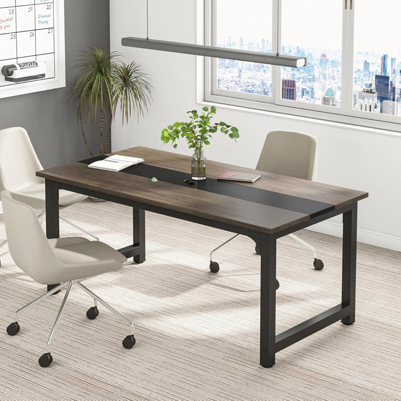Waltman Desk, 29.52" H x 62.99" W x 31.49" D, Brown/Black