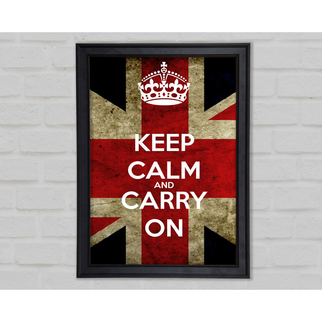 Keep Calm And Carry On Flag Gerahmter Druck 9948