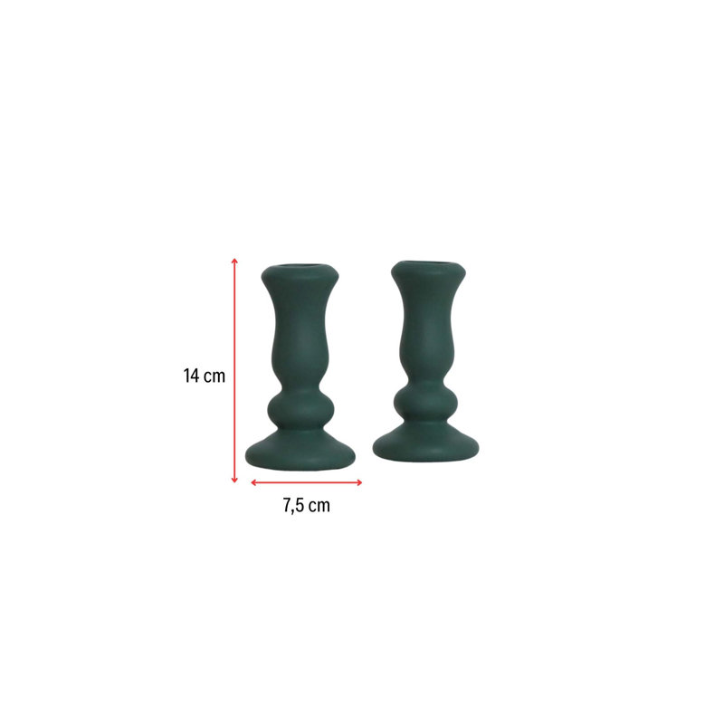 Elegant Decorative Object Set (2 Pieces), Green Ceramic, 3.0 x 3.0 x 5.5 inches | 100% Ceramic Material, Perfect for Home Decor & Modern Aesthetics | Stylish Accent for Living Room & Office Spaces