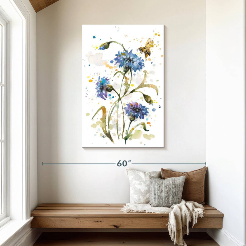 Harnek Cornflower And Bumblebee, 45" H x 30" W