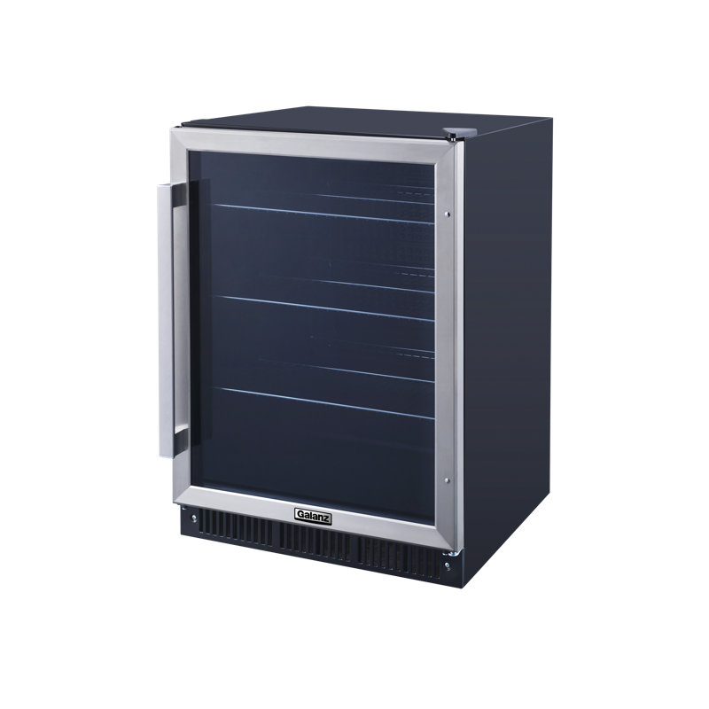Sleek Galanz 167-Can Stainless Steel Beverage Cooler with Wine Storage