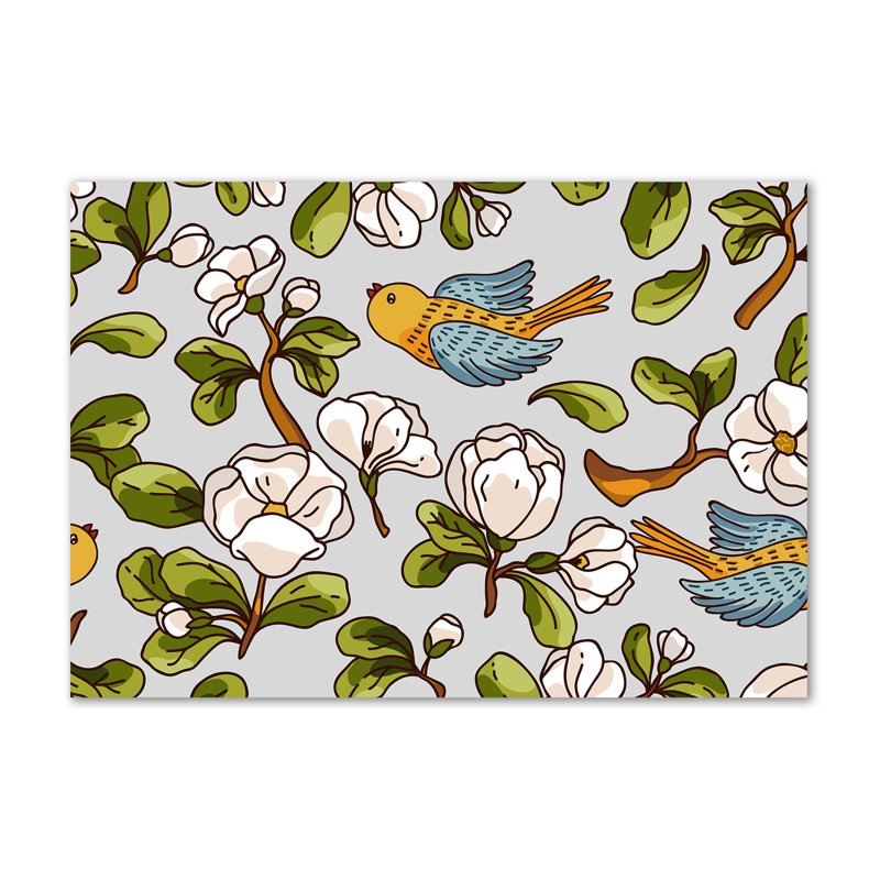 Flowers And Birds - Wrapped Canvas Print