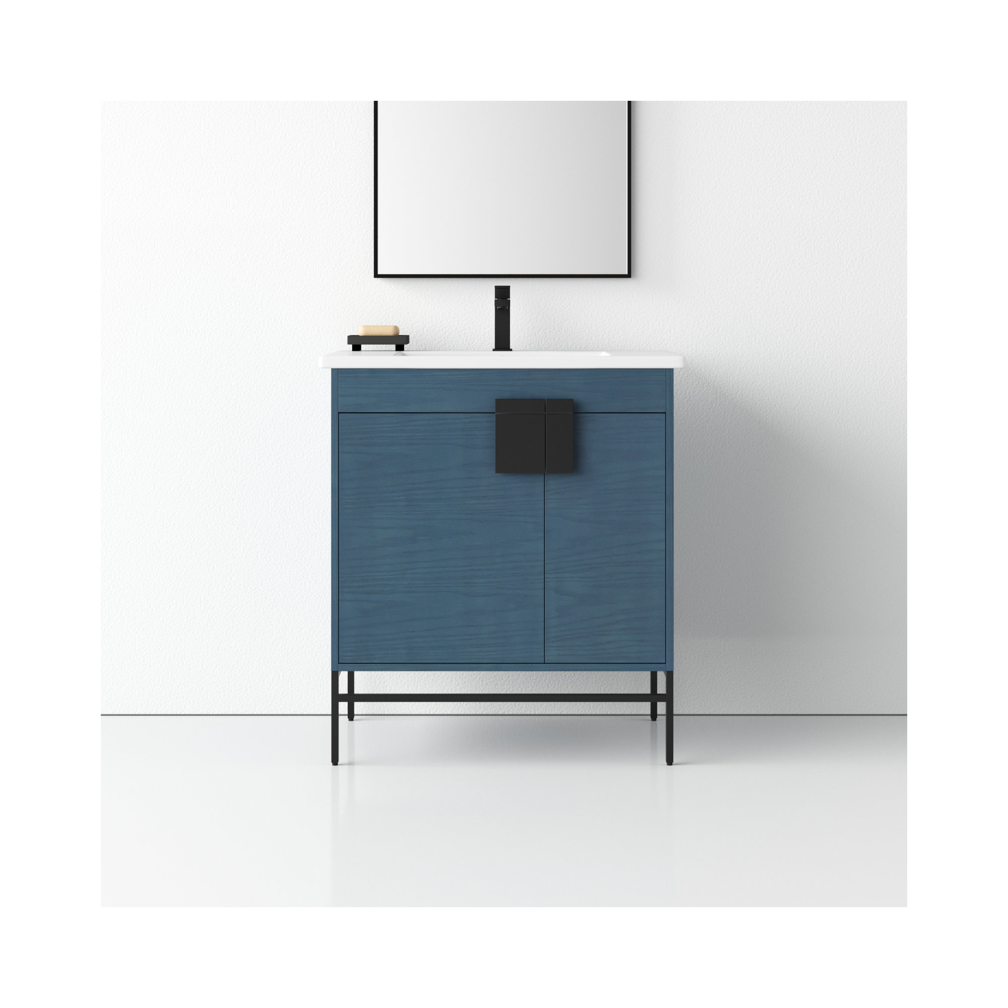 Maisie 30'' Single Bathroom Vanity, Black Matte, French Blue