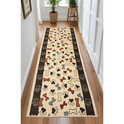 Tapis de couloir beige antidérapant sur mesure
