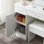 Meuble-lavabo avec miroir lumineux à DEL, table de maquillage avec 2 tiroirs et 1 armoire de rangement dissimulée coulissante et 1 armoire pour la chambre à coucher
