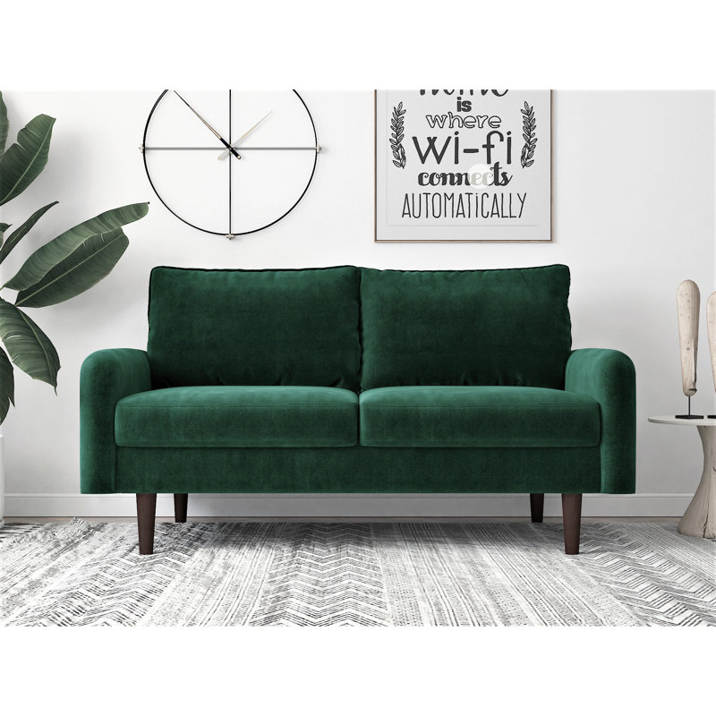 Chrisann 58" Round Arm Sofa Loveseat, Green