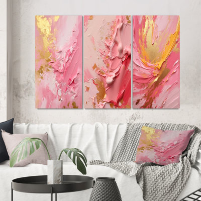 "Énergies roses et dorées" - 3 pièces