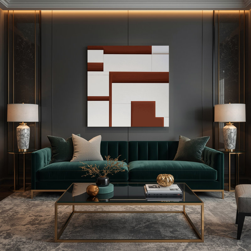 Minimalisme 23, art mural sur toile brune, H 16 po x l 16 po