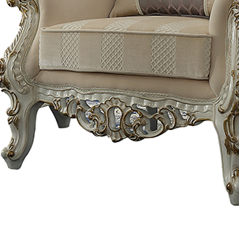 Fauteuil capitonné en mélange de polyester l 35 pi Jagger, Crème