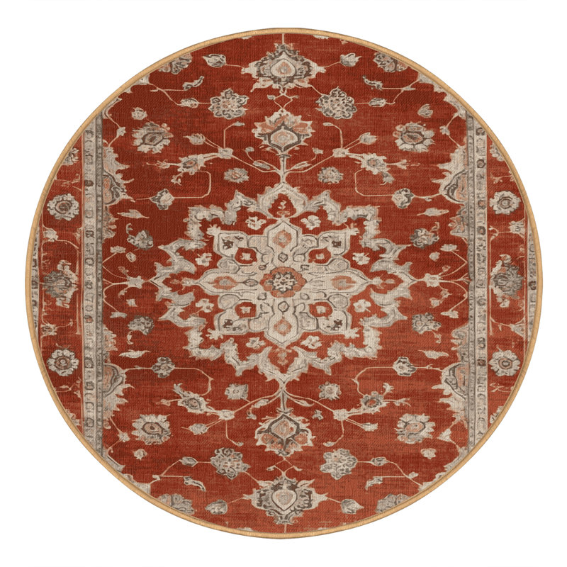 Tapis brun lavable à la machine, Rond 3 pi