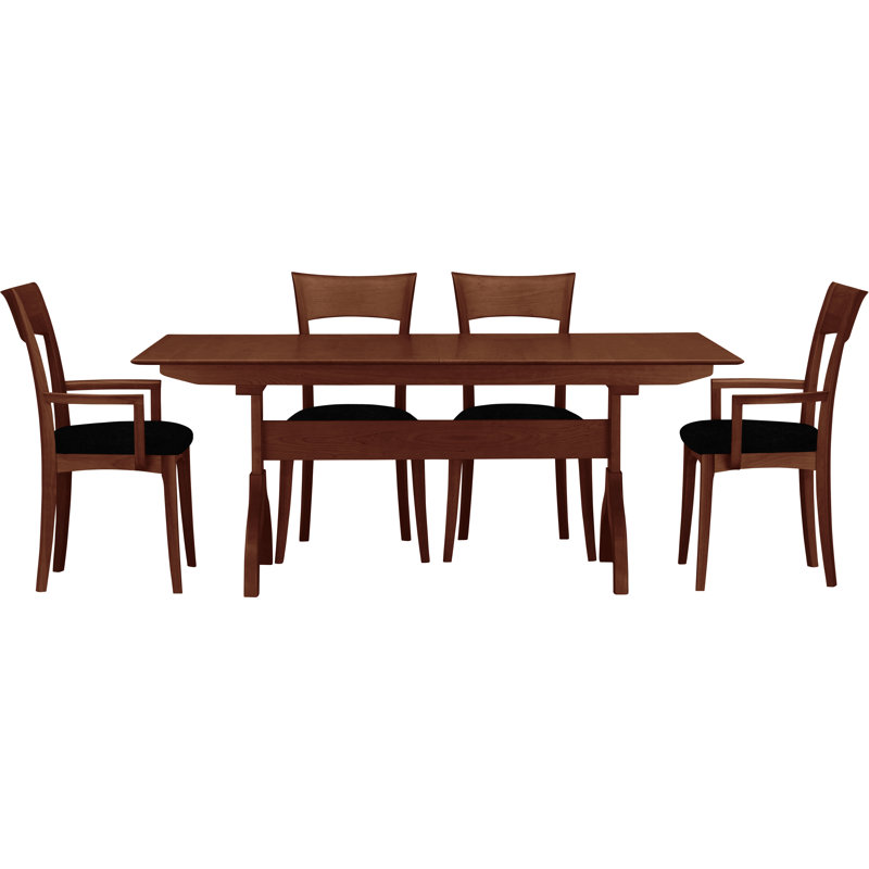 Sarah Solid Wood Top Four Leg Dining Set, Cognac Cherry, Onyx Microsuede
