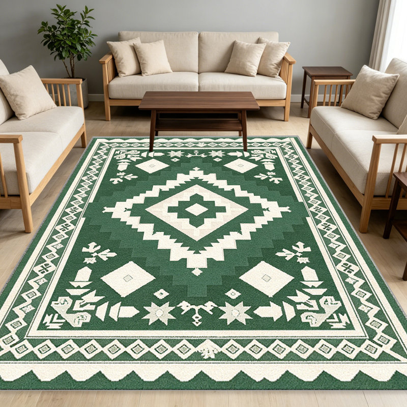 Forest Green Rug   area rugs for Living Room, Soft and Comfortable, Suitable for all seasons, easy to maintain, machine washable Indoor floor mat, Under Table Farmhouse suitable for Bedroom, Dining Room, Study,  Balcony, Home Decor Patio