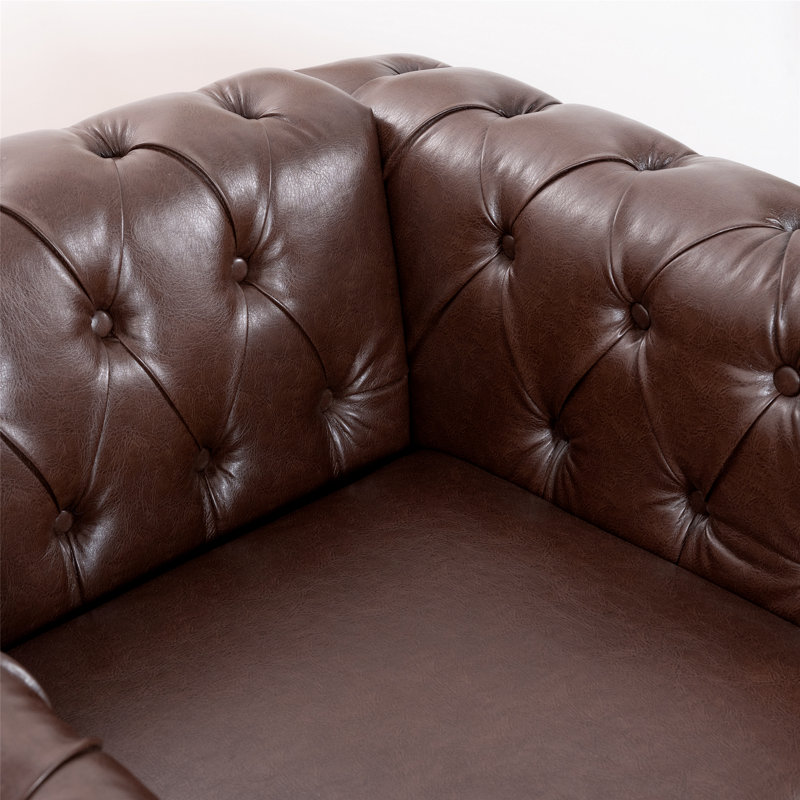 Dushyant Upholstered Armchair,  Dark Brown Faux Leather 1, Black