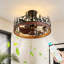 Rustic Forest Animal Metal Caged Ceiling Fan Light With Remote