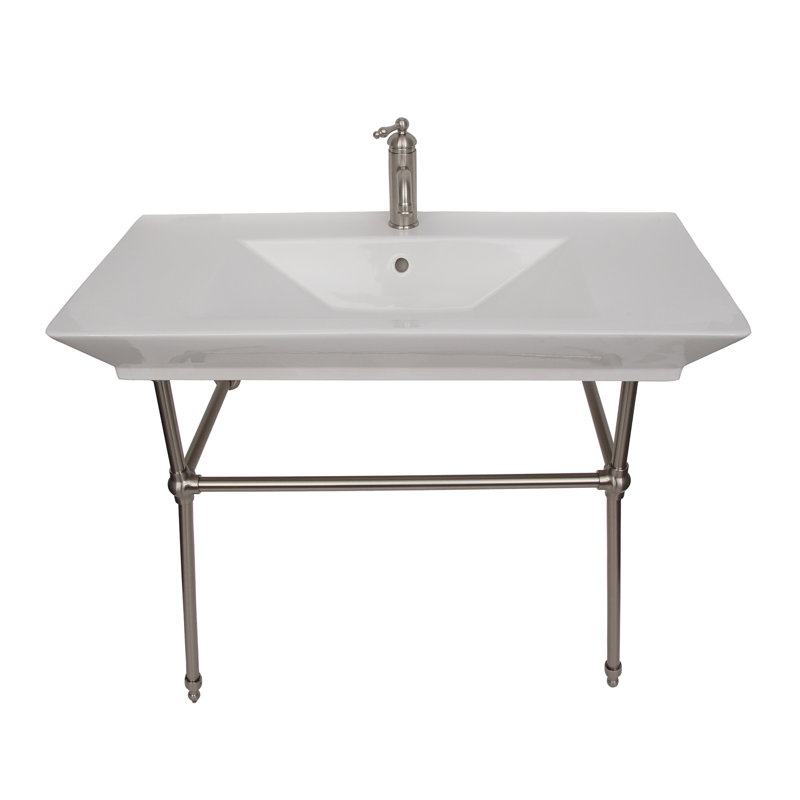 Barclay Opulence 19.38'' White Fireclay Rectangular Bathroom Sink with Overflow, Single