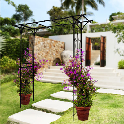 Metal Garden Arch L80.3'' X W20.47'' X H81.1'' Climbing Plants Support Rose Arch Outdoor