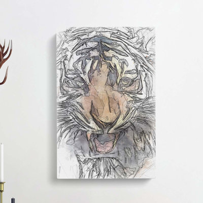 Prowling Tiger In Abstract - Wrapped Canvas
