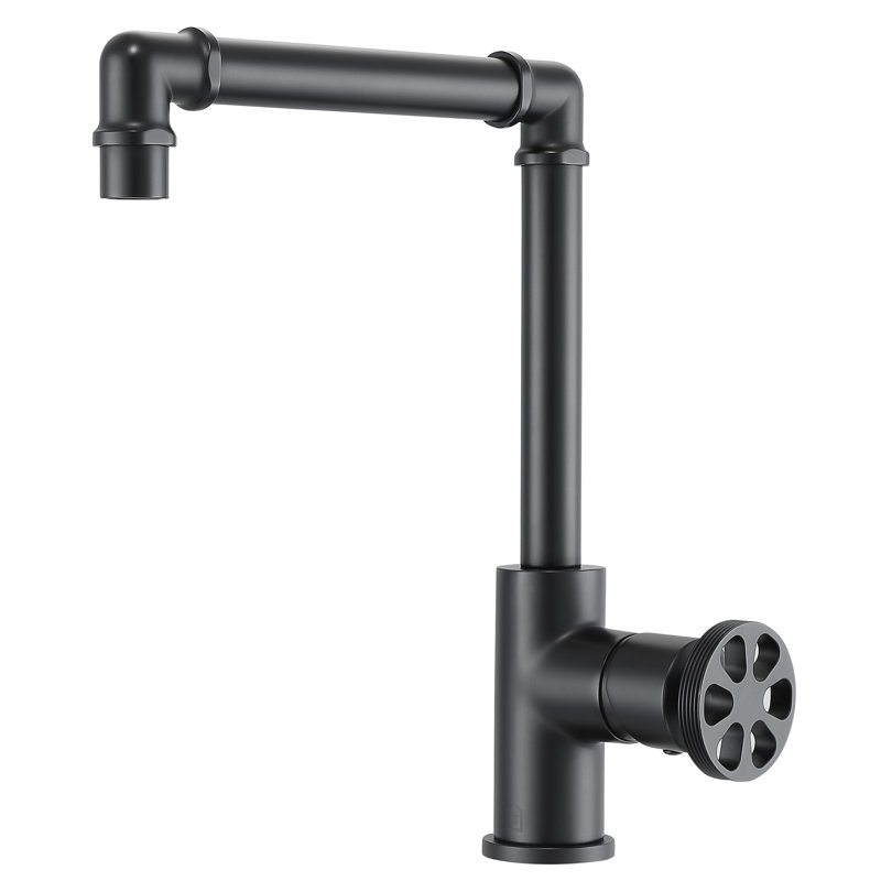 Matte Black Industrial Single Handle High Arc Bathroom Faucet
