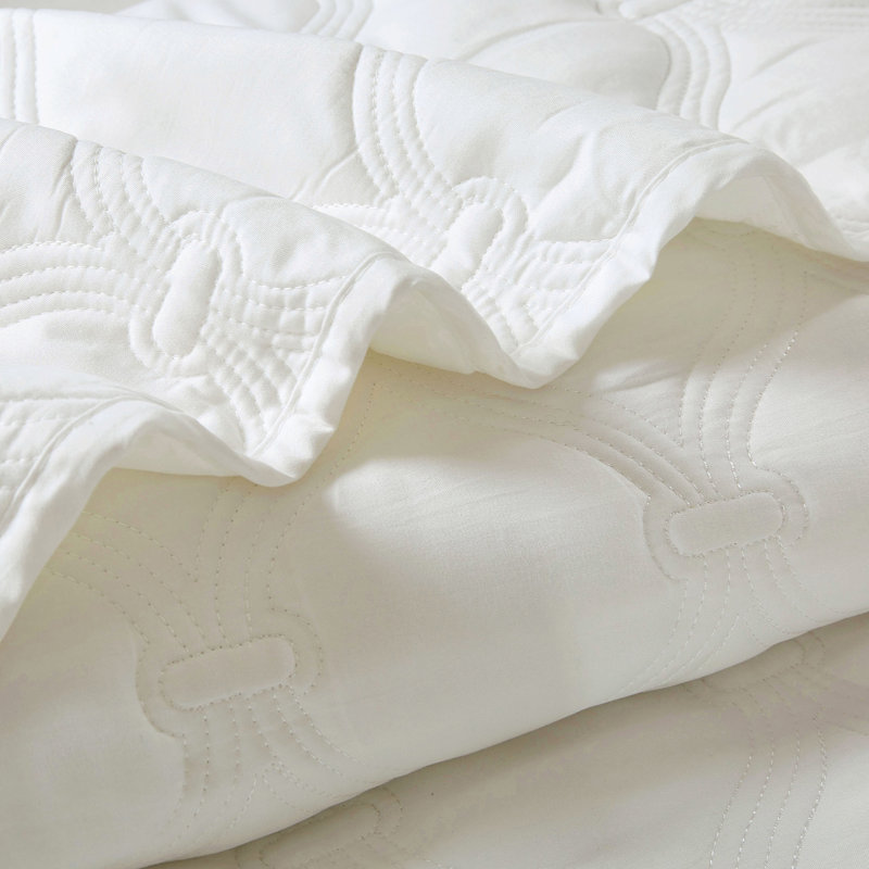 Ensemble de courtepointe en duvet synthétique 3 pièces Bradly, Courtepointe simple + 1 taie décorative simple, Blanc