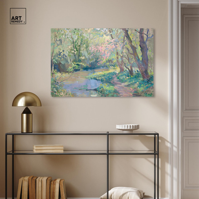 Pastel Creek Canvas Impressionism Art by Art Remedy, Wrapped Canvas, 24" H x 36" W