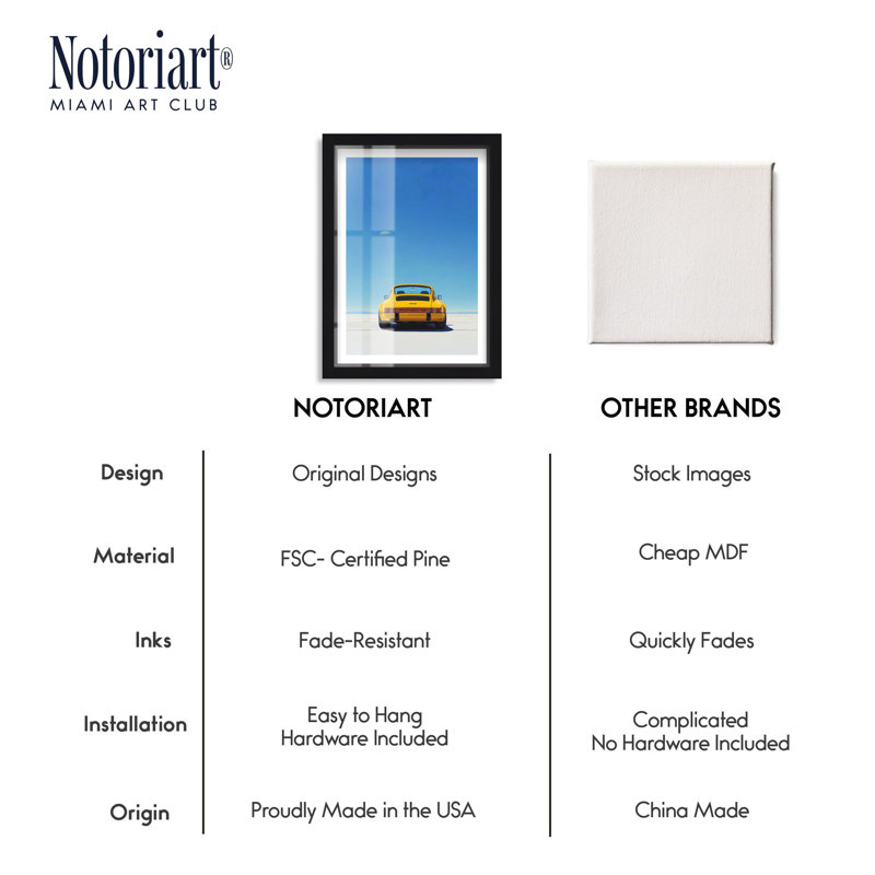 «Yellow Car Shadowbox» par Notoriart, Noir, H 16 po x l 11 po