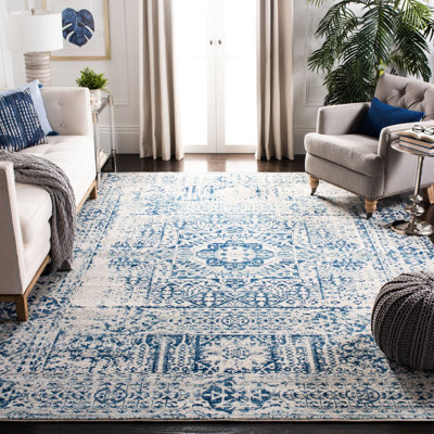 Tapis oriental bleu / ivoire Annette
