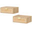 Floating Nightstands Set of 2 Wall-Mounted Bedside Tables Oak Rattan 1-Drawer 40x30x15cm No Legs Low Profile