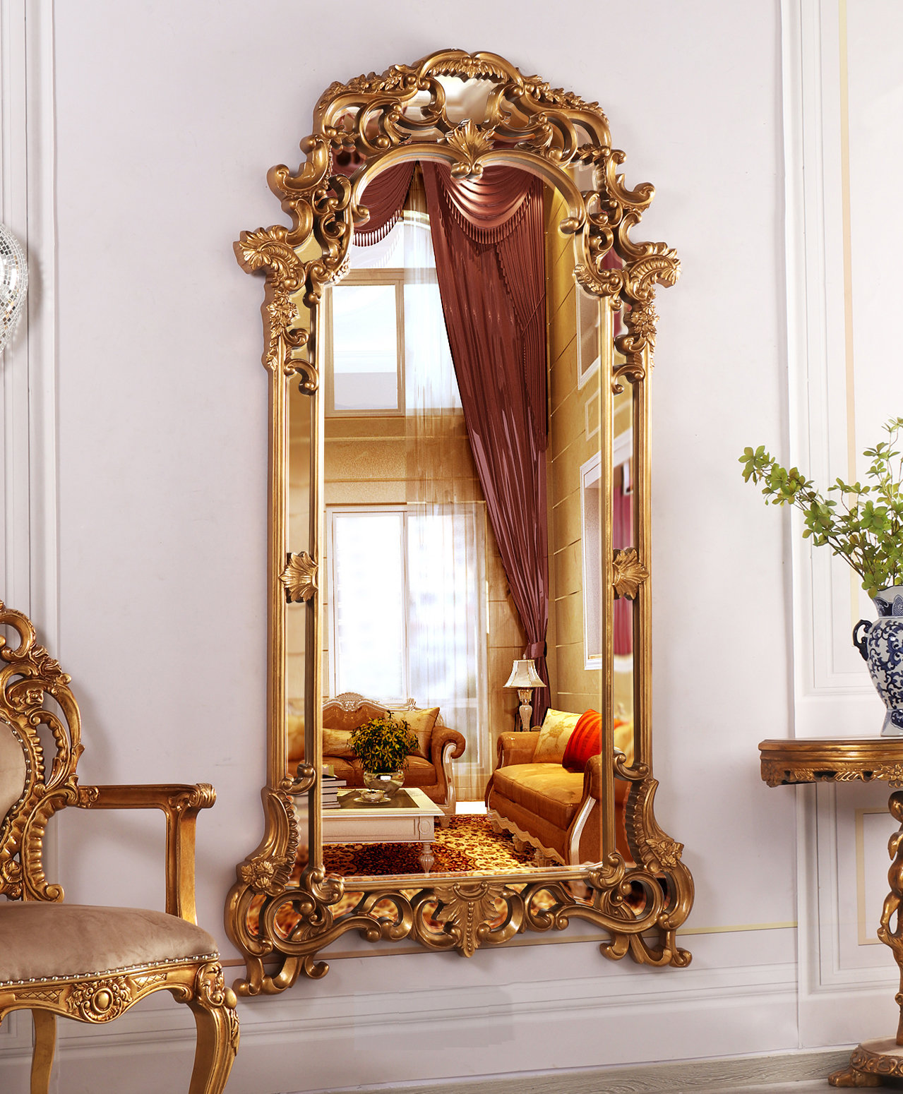 Iremide Solid Wood Arch Wall Mirror