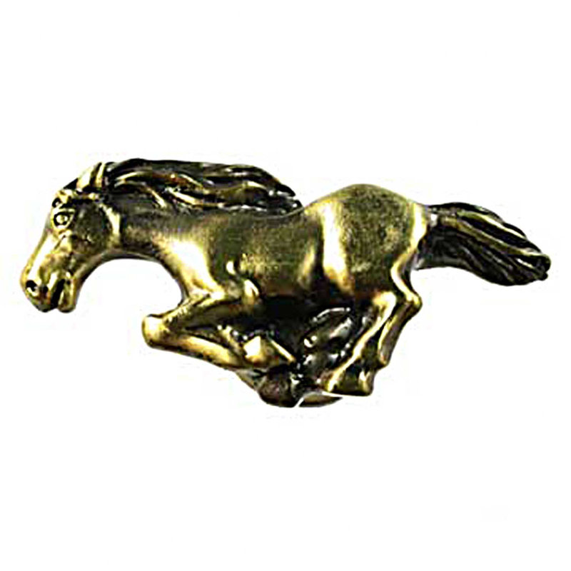 Antique Brass Horse Novelty Cabinet Knob with Mounting Hardware