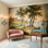 Papier peint rétro paysage mural Lakeside Manor, campagne européenne