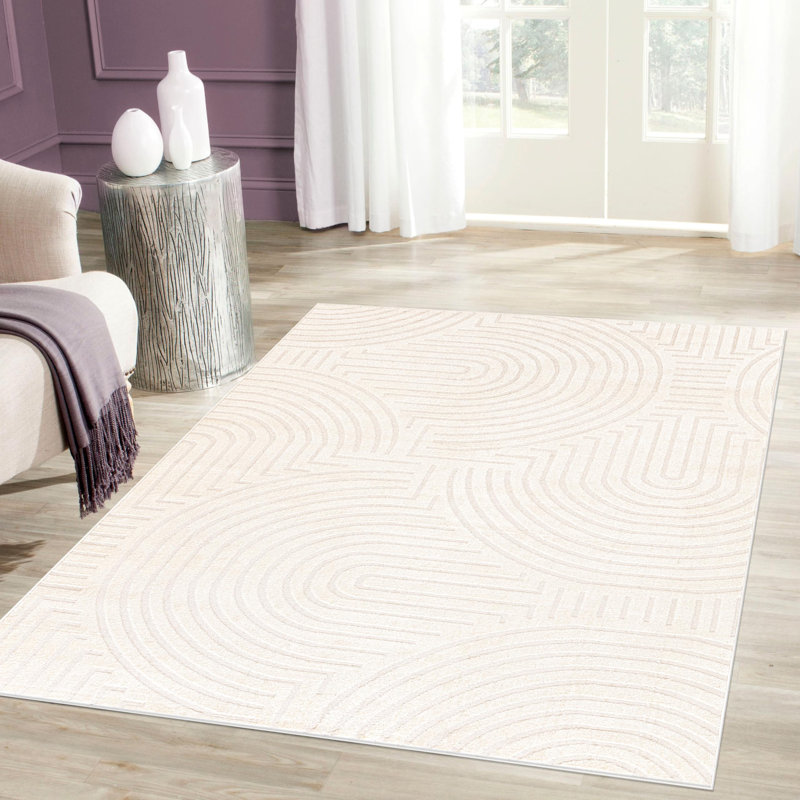  Tapis moderne 3 pi x 5 pi | Petit tapis contemporain pour la décoration intérieure | Beige crème