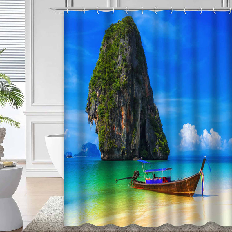 Rideau de douche avec 12 crochets Thailande, L 72 po x l 84 po