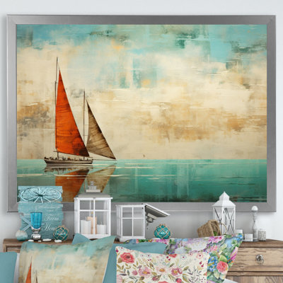 Bateau abstrait côtier III - reproduction d'art sur toile
