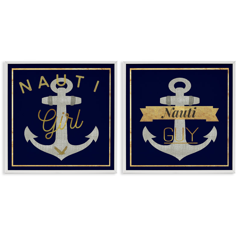  «Nauti Girl & Guy Anchors», ensemble de 2 estampes numériques par Graffi * Tee, H 24 po x l 24 po