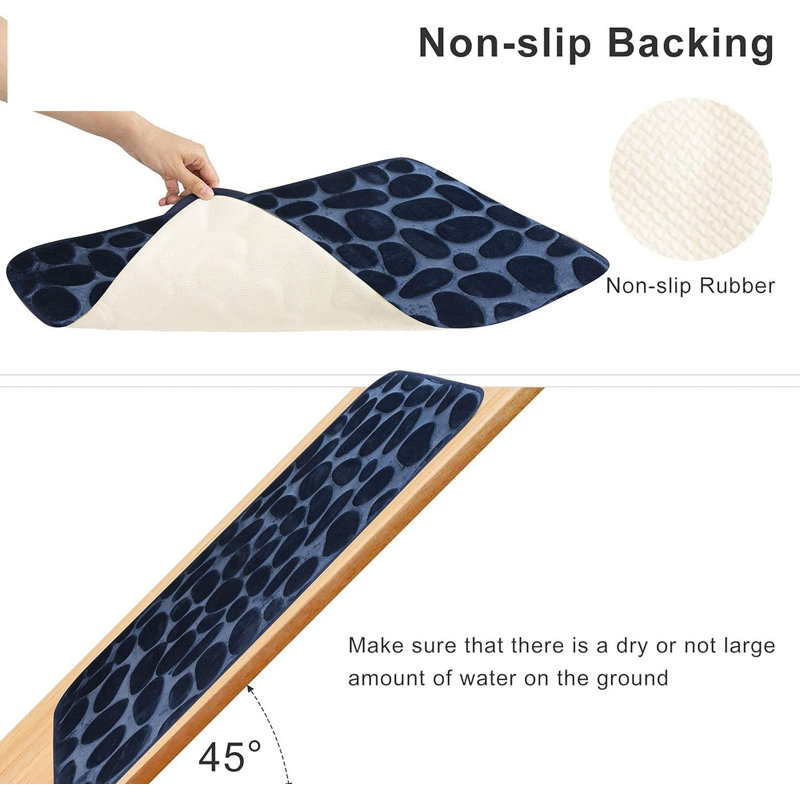 Marzelle 2 Piece Rectangle Bath Mat Set Bathroom Rug Non-Slip Washable Memory Foam Bath Mat