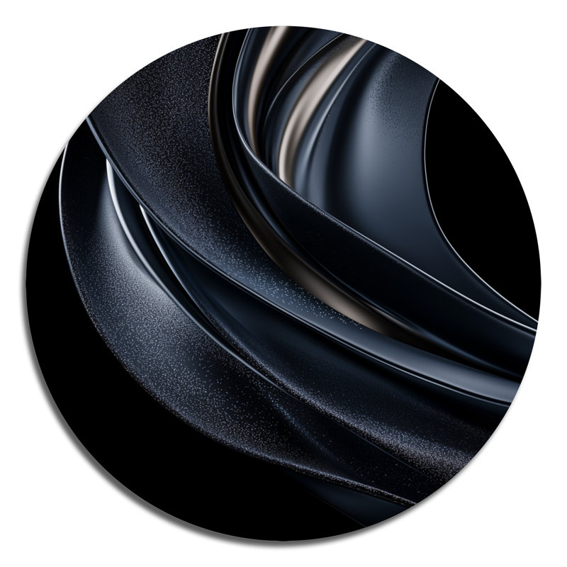 Spectre fractal noir abstrait de sérénité - Décoration murale abstraite ronde en métal, H 36 po x l 36 po
