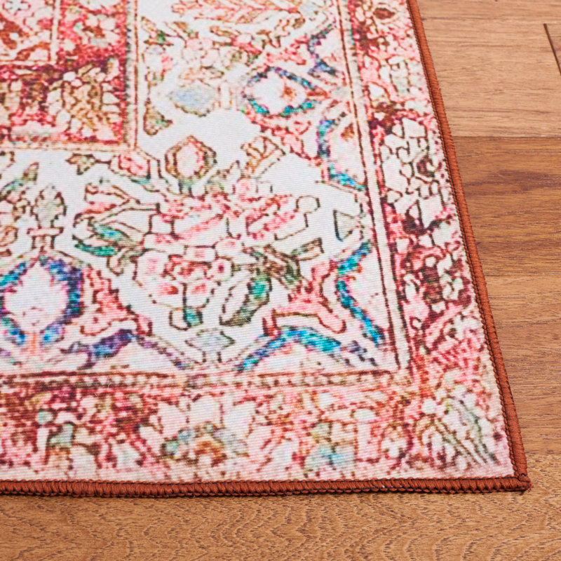 Tapis rose / beige Ionna 122, Carré 6 pi