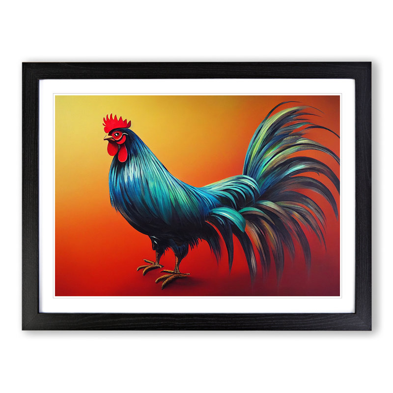 Bold Rooster - Single Picture Frame Print, 46cm H x 64cm W x 2cm D, Black Framed
