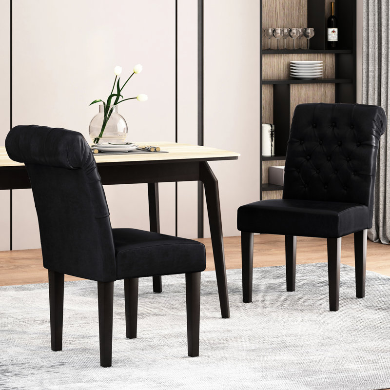 Black Dining Chairs (2) - Pu Leather, Flair Leather Of 2, Elegance, Black