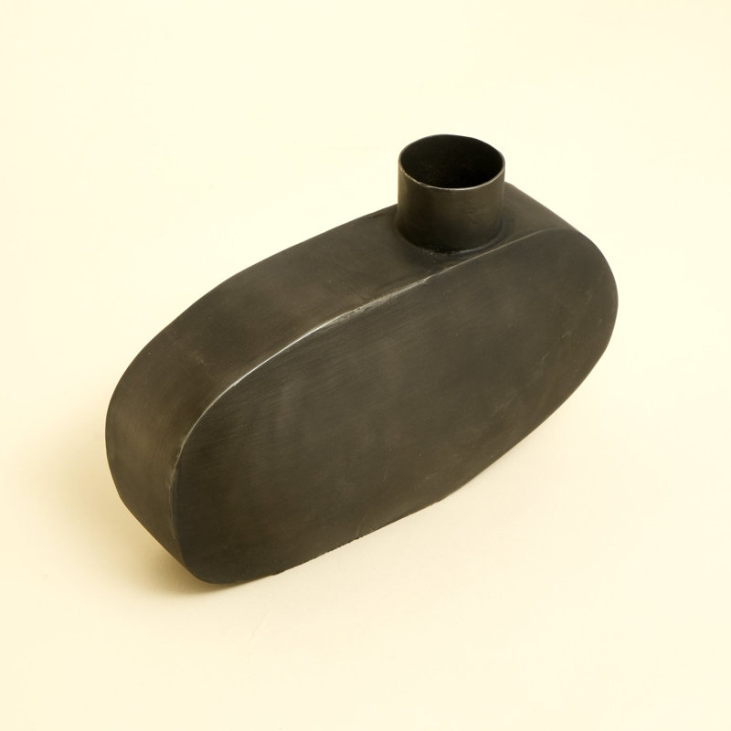 Steel Floor Vase, Black, overall height- 13"