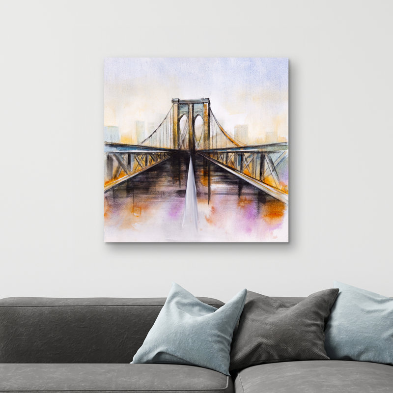 Colorful brooklyn bridge - 32"x32" art on canvas