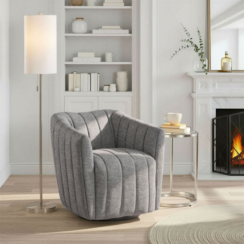 Finley Upholstered Swivel Accent Chair, Gray