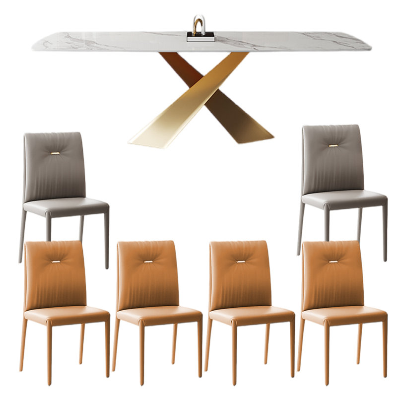 Italian style luxury rectangular dining table sets, 29.5"H x 63."L x 35.4"W